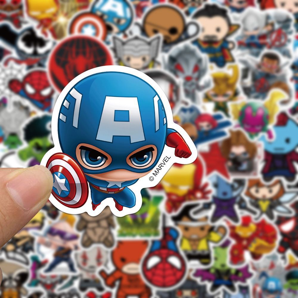 50PCS Marvel The Avengers Anime Cartoon Sticker DIY Motorhelm Skateboard Laptop Fiets Auto Waterdichte Stickers Decals