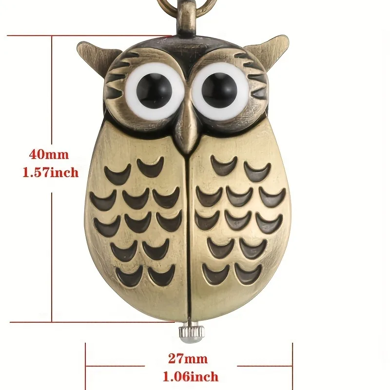 Neue Bronze Eule Kreative Taschenuhr Retro Beliebte Display Quarz Taschenuhr Anhänger Uhr Männer Frauen Kette Geschenk