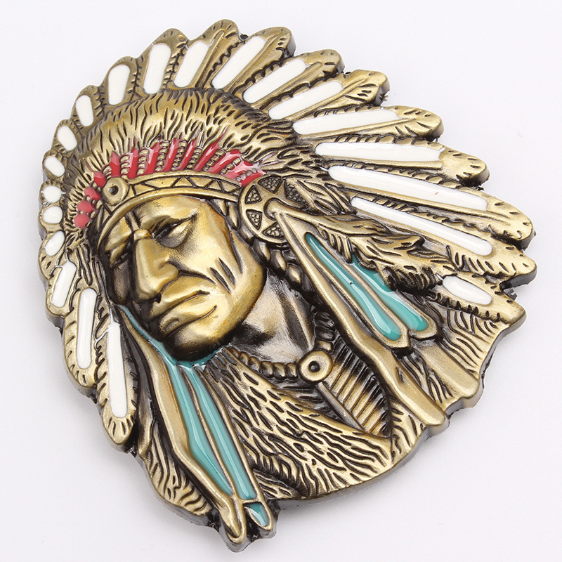 Hebilla de cinturón de cabeza India para hombre, accesorios de bricolaje, estilo vaquero occidental, hebilla de cinturón Lisa K1