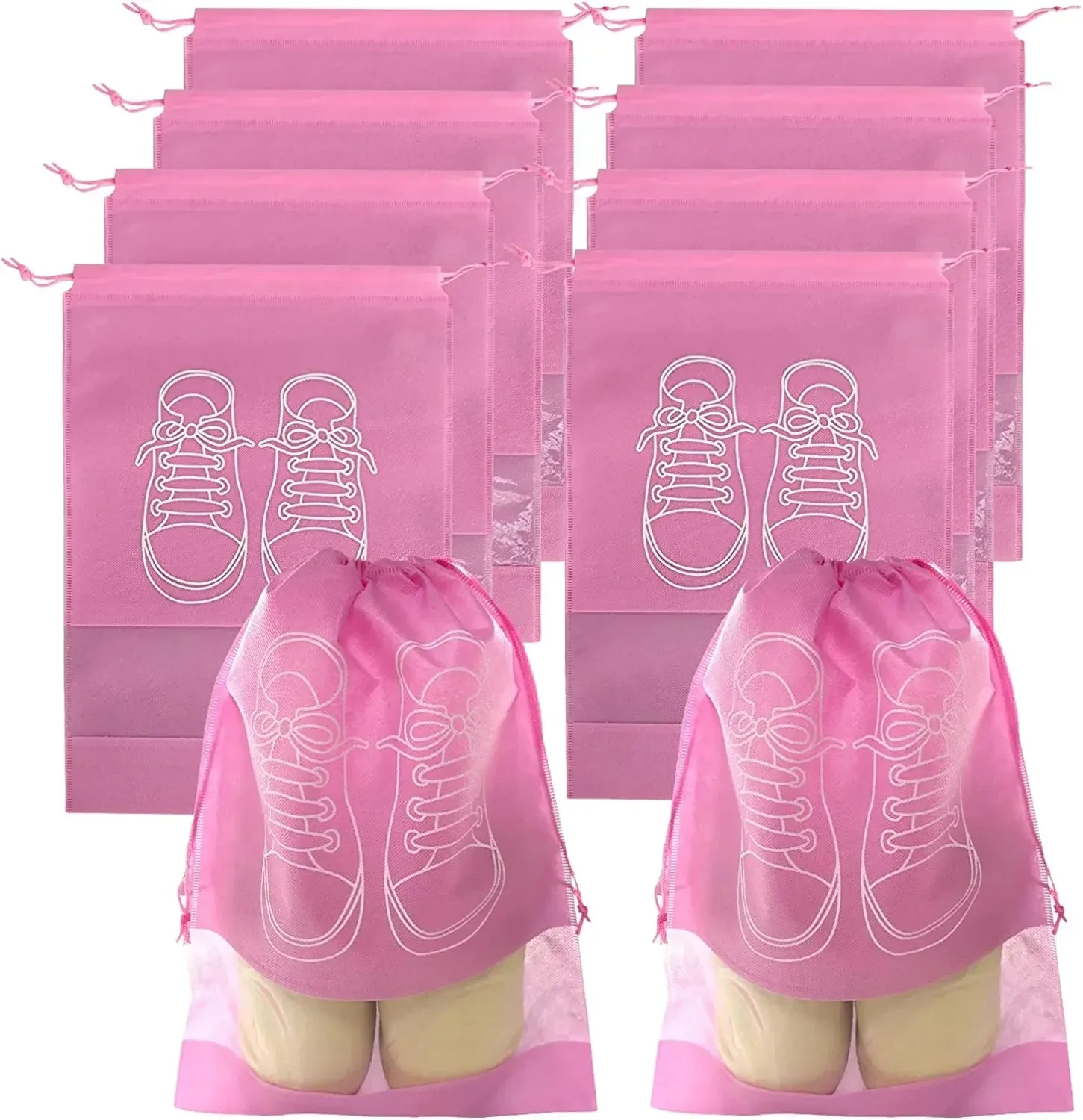 5 ชิ้น/เซ็ตถุงเก็บรองเท้าพร้อมผ้าไม่ทอหนาสายรัดปากความจุขนาดใหญ่กระเป๋าเดินทางกันน้ำกระเป๋ารองเท้ากันความชื้น