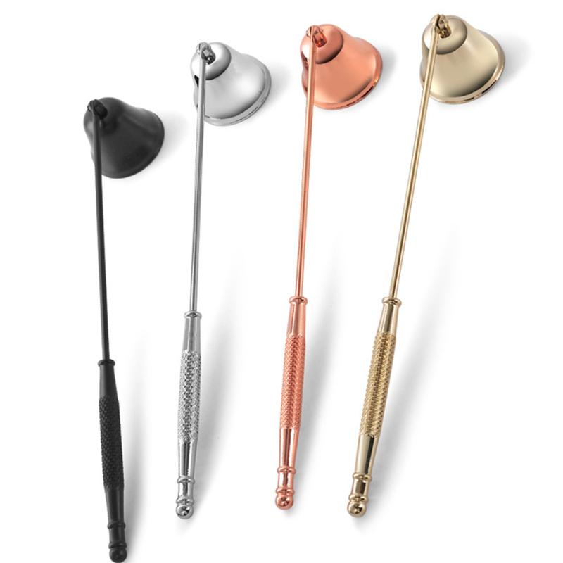 4 색 스테인레스 스틸 종 모양의 양초 소화기 빈티지 가정용 연회 양초 소화기 핸들 용품