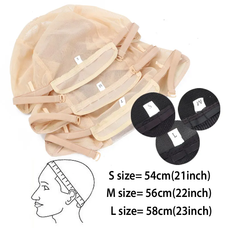 Gorro de peluca con malla frontal para hacer pelucas con correa ajustable, gorro tejido de red de encaje suizo sin pegamento para hacer pelucas con cierres frontales