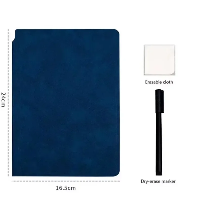 Cuaderno de pizarra reutilizable A5: Bloc de notas con cubierta de cuero con bolígrafo y borrador, planificador semanal portátil para oficina y escuela