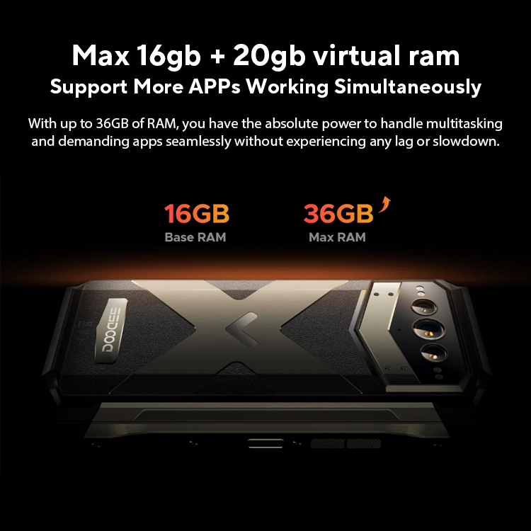 Premiere mondial DOOGEE V Max Plus téléphone robuste 22000mAh 36GB(16 +20) 512GB 200MP caméra téléphone 6.58 "120Hz dimension 7050 Android14