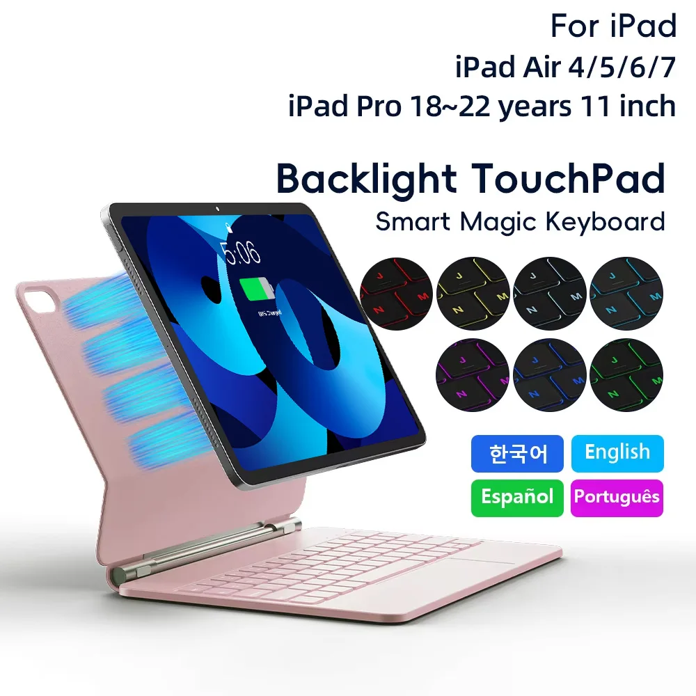 Teclado mágico para ipad air 4 air 5 air 6 air 7 11 polegadas caso para ipad pro 11 polegadas 2018-2022 geração capa inteligente