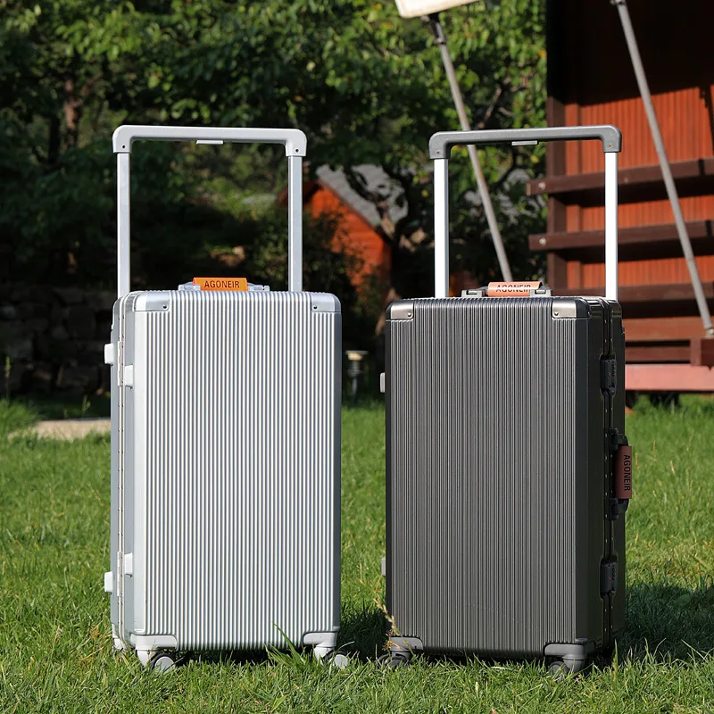 Maletas viaje Portavasos de equipaje con asa ancha para hombre y mujer, maletas con marco de aluminio de 20 y 26 pulgadas, con contraseña, maleta viaje cabina