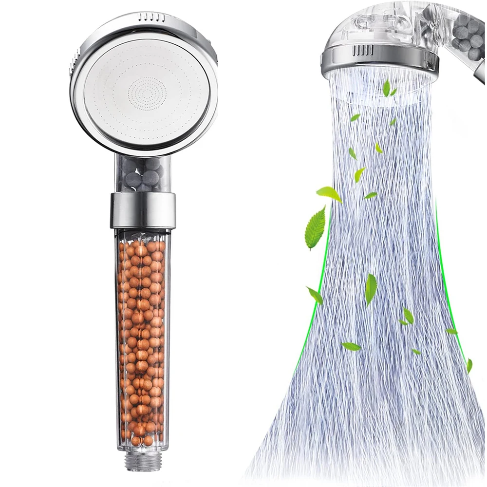Pommeau de douche filtré ABS, haute pression, économie d'eau, Spray, pomme de douche transparente à main avec perles filtrantes pour salle de bain, 1 pièce