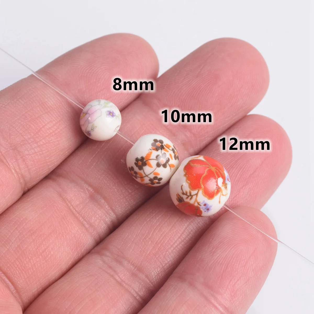 10 個 10 ミリメートル 12 ミリメートル花柄ラウンドセラミック磁器ルーススペーサービーズ DIY 工芸品ブレスレットジュエリーメイキング 1 # ~44 #
