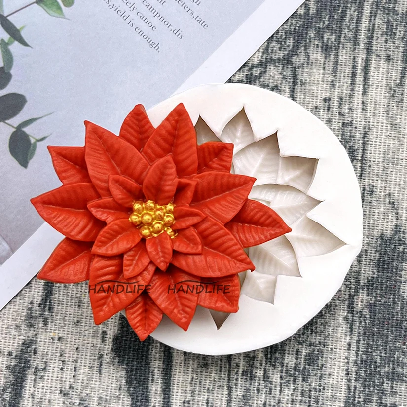 Trạng Nguyên Giáng Sinh Hoa Silicone Sugarcraft Công Khuôn Nhựa Dụng Cụ Nướng Bánh Cupcake Khuôn Bánh Kẹo Trang Trí Dụng Cụ