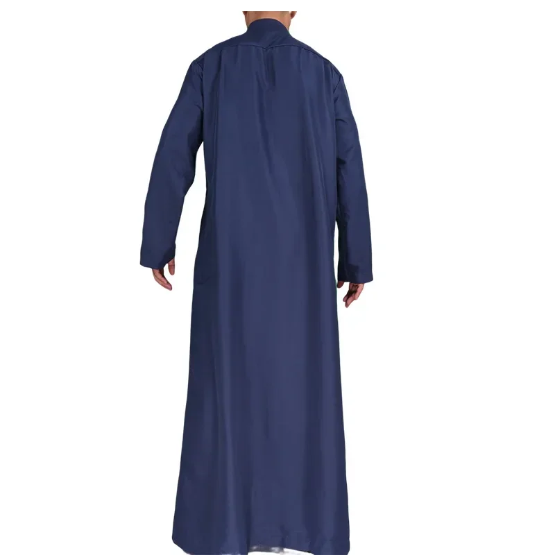 Nieuwe 2024 Midden-oosten Moslim Mannen Jurk Lange Mouw Jubba Thobe Ramadan Eid Dishdasha Gewaad Moslim Islamitische Kaftans Arabische Kleding
