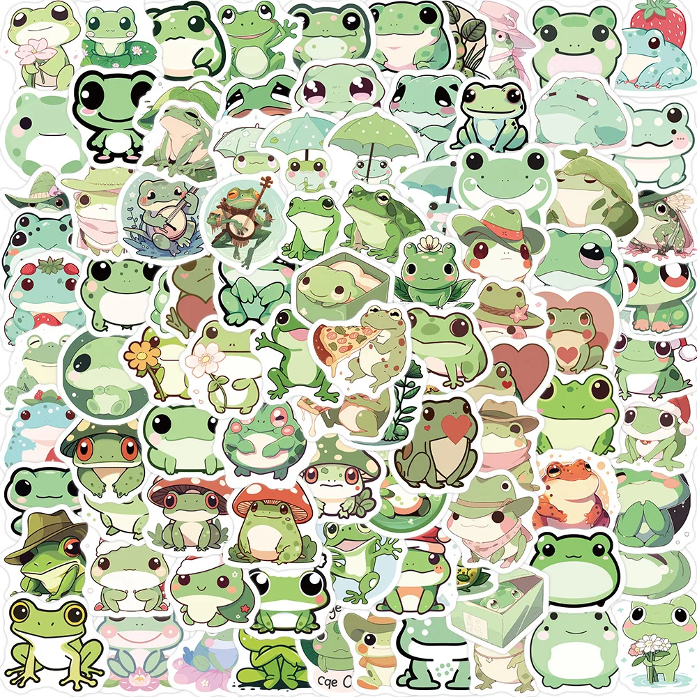 100 pçs bonito pequeno sapo adesivos estéticos artigos de papelaria material escolar diy decoração pvc coreano scrapbooking para crianças