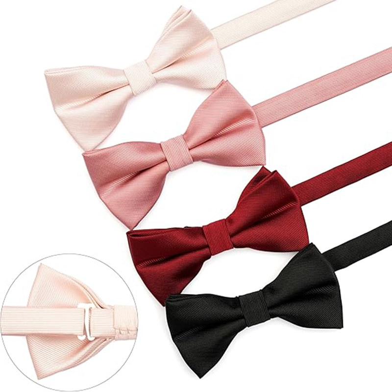 HUISHI Bow Ties For Men Solid Stripe Black Pearl White Bowtie Elegant Mans Bussiness Wedding Party Accessories Butterfly Bow