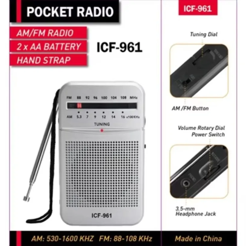 Batteria AA a banda intera Piccola radio portatile Mini AM FM Puntatore Radio tascabile per uso di emergenza in campeggio interno ed esterno