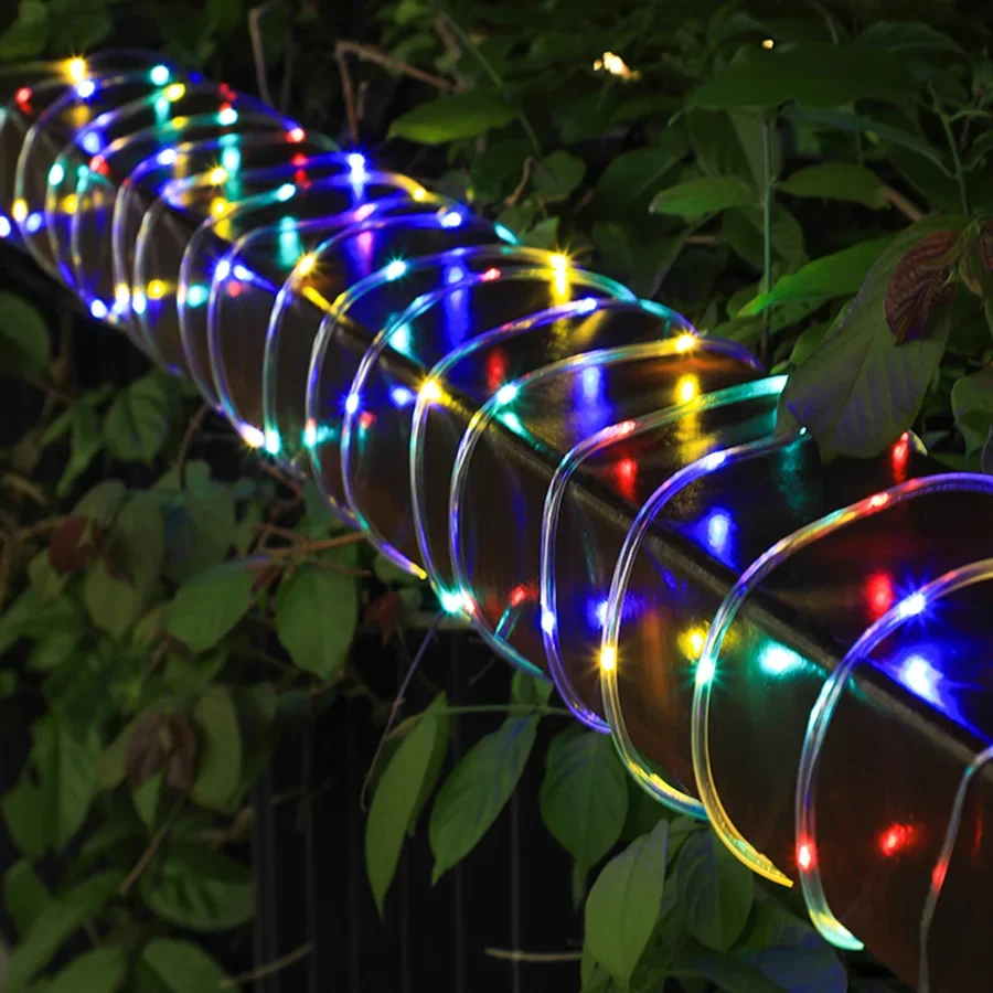 Corda LED natalizia a bassa tensione 8 modalità impermeabile 12M 100LED corda leggera trasparente per esterni e corda per ponte patio giardino
