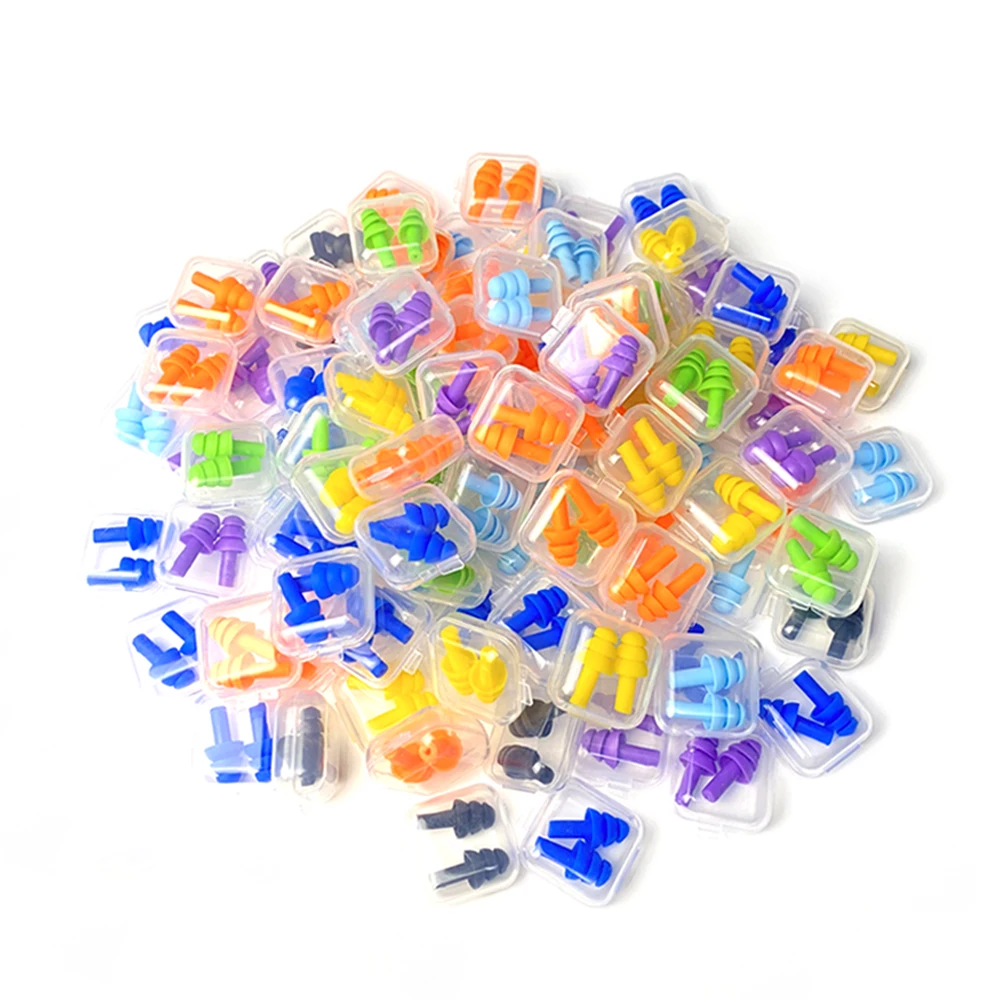 Soft Silicone Earplugs Waterproof Swimming Ear Plugs Reusable Noise Reduction Sleeping Ear Plugs Hearing Protector With Box