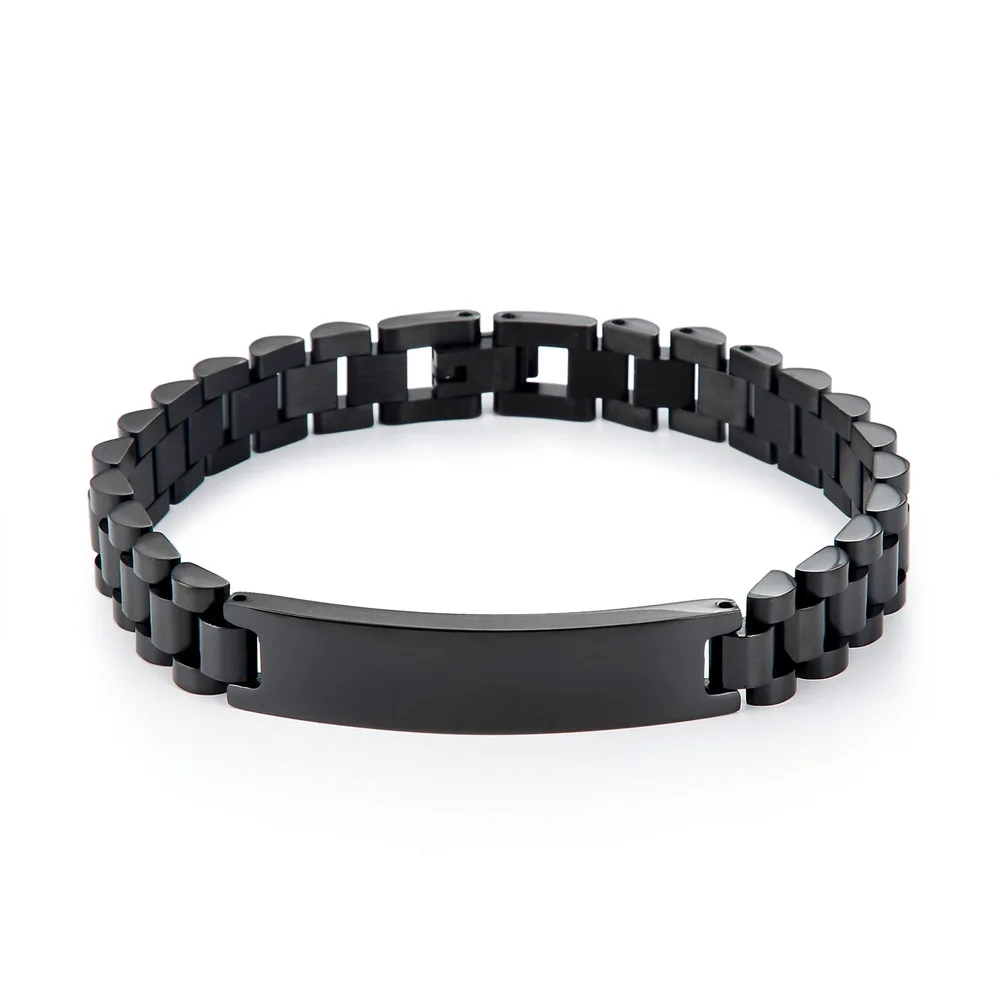 Pulsera de acero inoxidable con nombre de texto personalizado para hombre, pulsera de reloj con logotipo grabado personalizado, pulseras de identificación para mujer, joyería de regalo