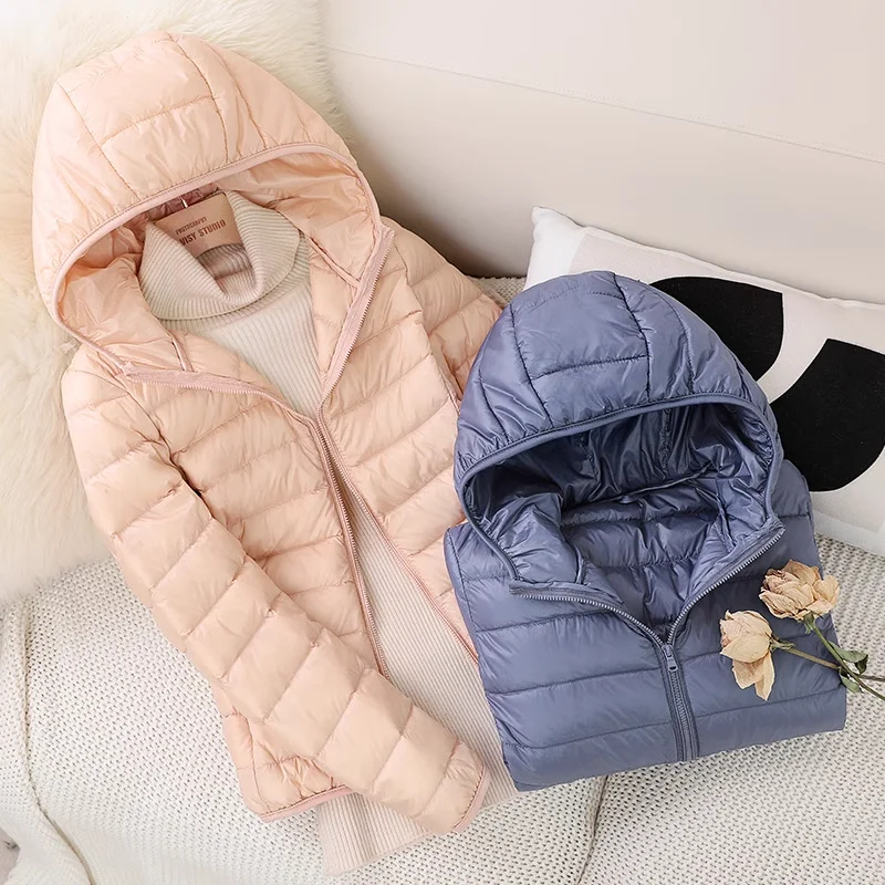 Casacos finos e embaláveis para mulheres, casacos ultraleves para baixo feminino, estilo doce, curtos, moda coreana, novidades, 13 cores, 2023