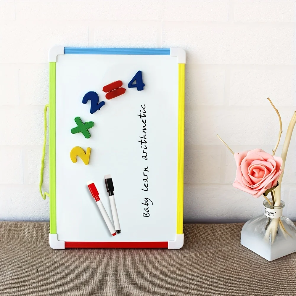 Pizarra blanca para niños de 3 estilos, borrador seco magnético, pizarra blanca con regalos gratis, imanes de números, tableros de mensajes de notas para niños en edad preescolar
