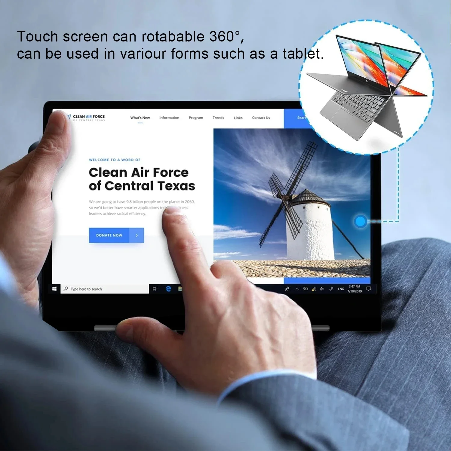 TOPOSH Laptop Tablet 2 In 1 Intel N6000 11.6" IPS Touch Screen 8G RAM 1TB SSD Windows 11 Mini Notebook PC Business Office Design