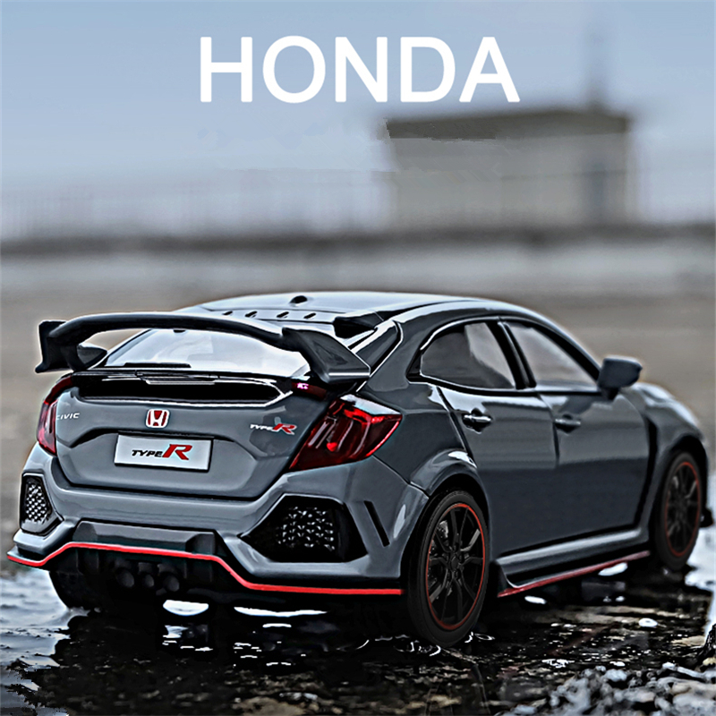 1:32 HONDA CIVIC TYPE-R coche en miniatura de aleación fundido a presión y vehículos de juguete modelo de coche deportivo de Metal colección de sonido y luz regalo para niños