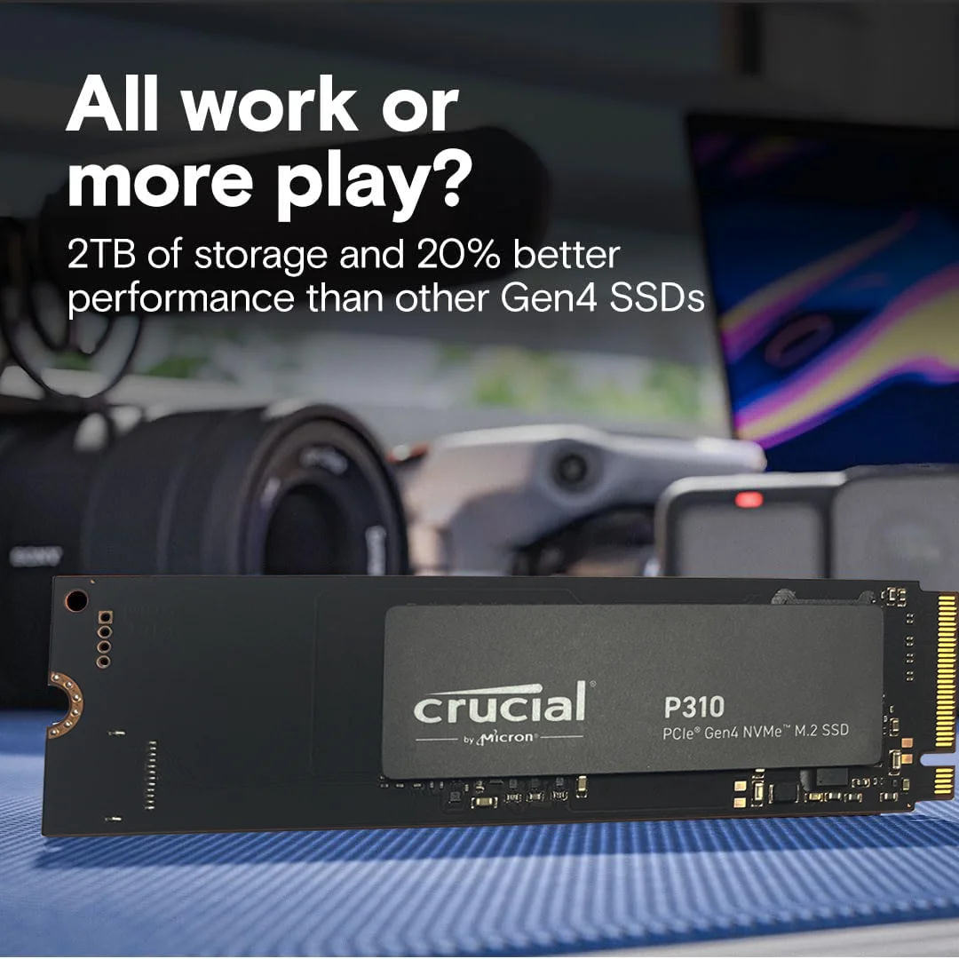 Crucial P310 1TB 2TB 2280 PCIe Gen4 3D NAND NVMe M.2 SSD–Up to 7,100 MB/s,Internal Solid State Drive (PC)(OEM PACKAGE)