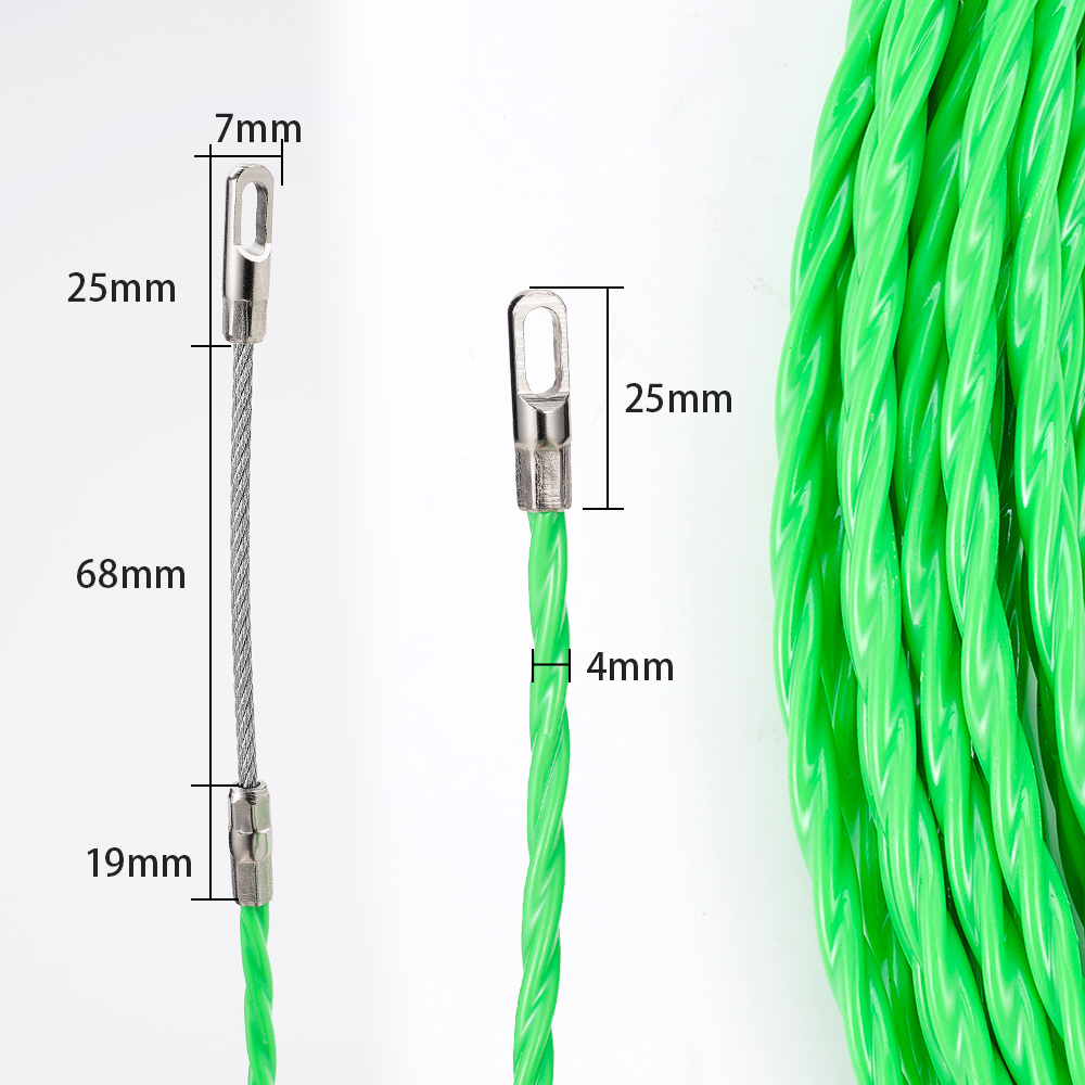 4mm 5M-50M Fiberglass Cable Push Pullers Guide Device Threader Duct Snake Rodder Fish Tape Wire Wiring Installation Aid Tool