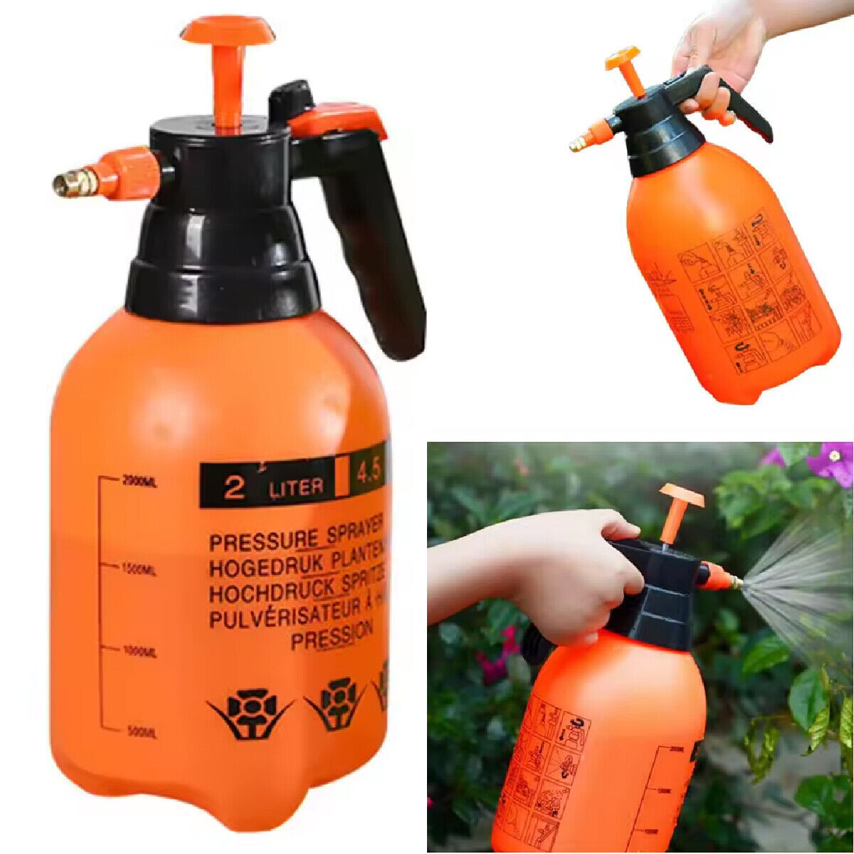 2L Garden Hand Pump Sprayer Portable Garden Sprayer Disinfection Spray Bottle Plants Sprinkler Car Wash Spray Watering Can