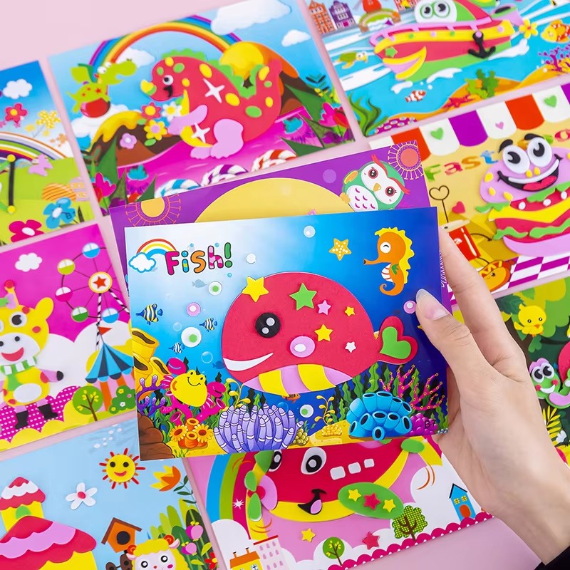 5/10 pçs 3d eva espuma adesivo brinquedos diy dos desenhos animados animal quebra-cabeça para crianças multi-padrões estilos brinquedo para crianças presente tmz