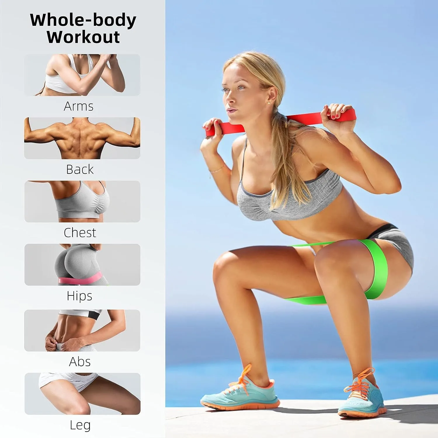 Fasce di resistenza in TPE Set fitness Fasce ad anello in gomma Allenamento per la forza Allenamento Espansore Attrezzatura da palestra per yoga Anello in gomma elastica