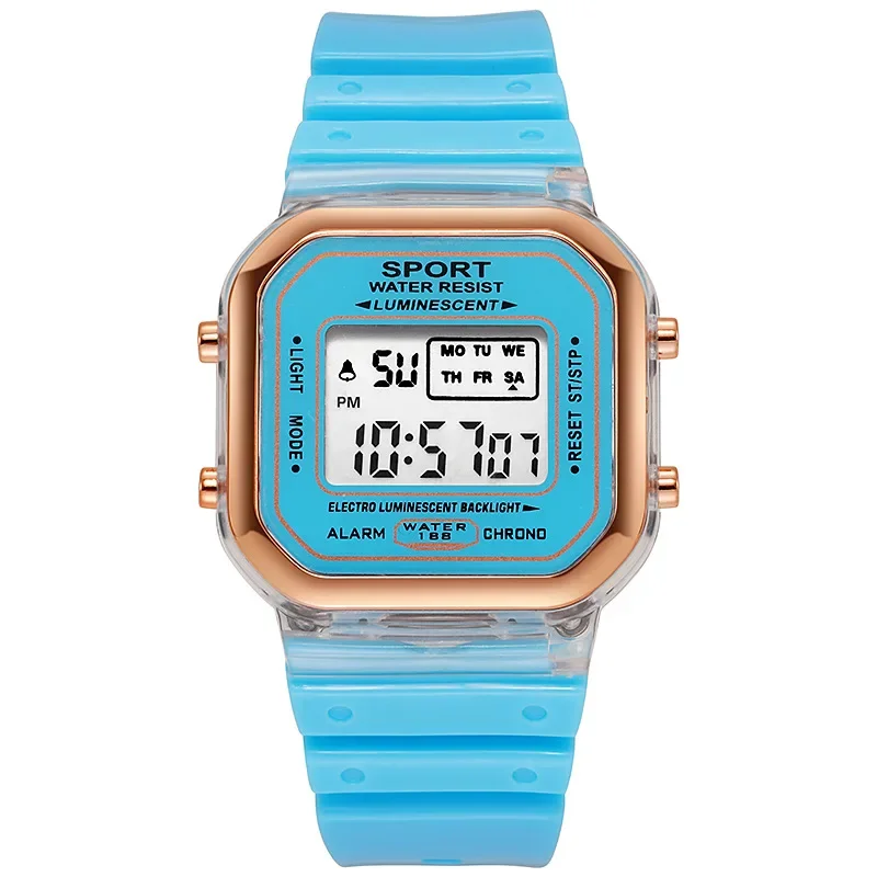 Reloj electrónico transparente para estudiantes de marca a la moda, reloj LED Multicolor caramelo para mujer, reloj deportivo resistente al agua, reloj de regalo