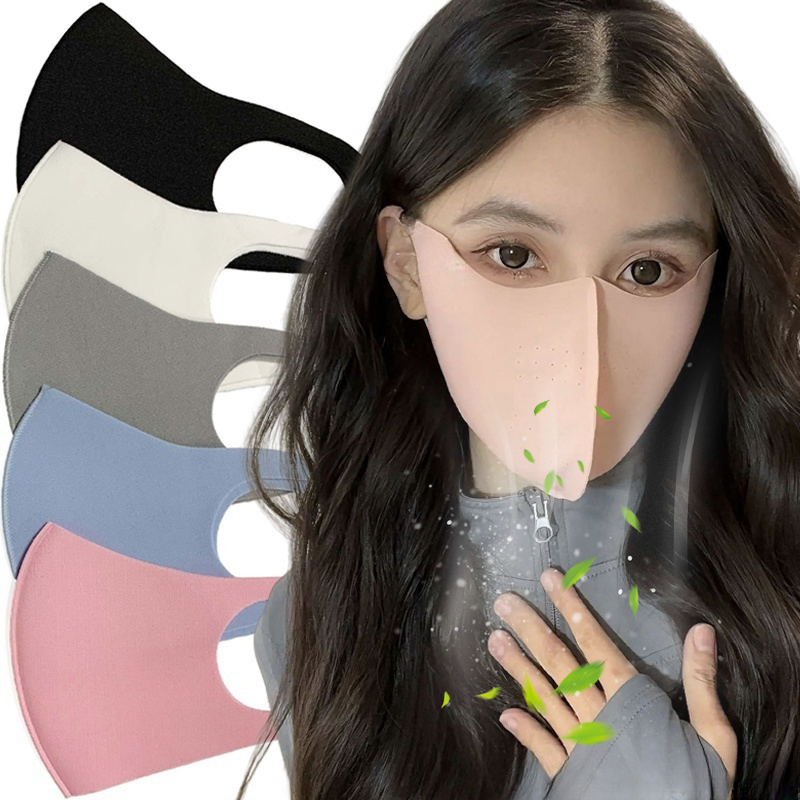 Sommer Frauen Sonnenschutz Maske Outdoor Sport Radfahren Atmungsaktive Waschbar Wiederverwendbare Gesichts Abdeckung Doppel Schicht Eis Seide Maske