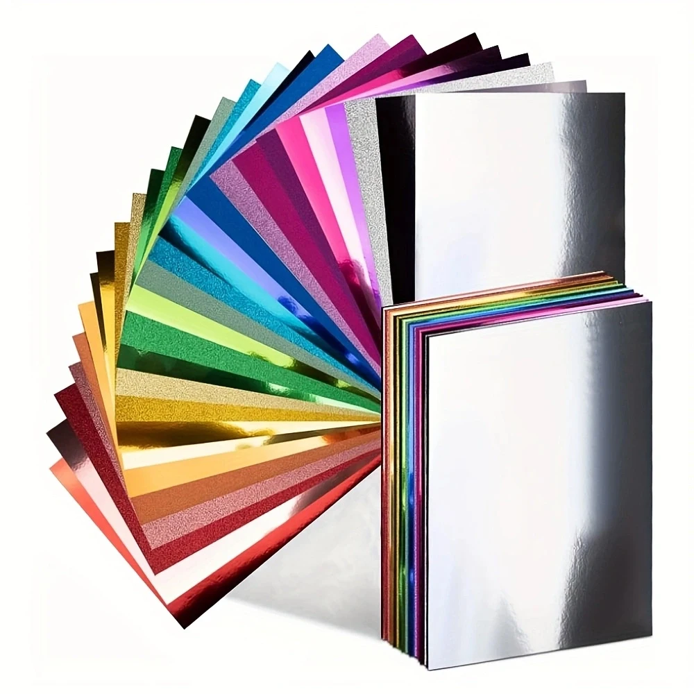 Papel de aluminio metálico con purpurina de Color holográfico de espejo, 250gsm, 8,27 "x 11,69", para manualidades DIY, fabricación de tarjetas, máquina troqueladora de álbum de recortes