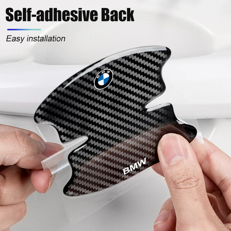 Pegatinas protectoras para manija de puerta de coche, fibra de carbono, para BMW 1 2 3 4 5 6 7 Series X1 X3 X4 X5 X6 X2 X7 F10 F15 F16 F20 F30 F18 F25