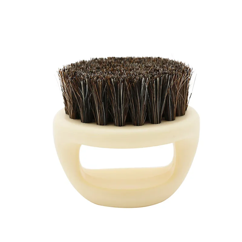 Pro ช่างทําผมแปรงฝุ่น Anti Static Boar Bristle แหวนหวีเครา Salon ผมกวาดแปรงโกนหนวดใบหน้าผู้ชายหนวดแปรง