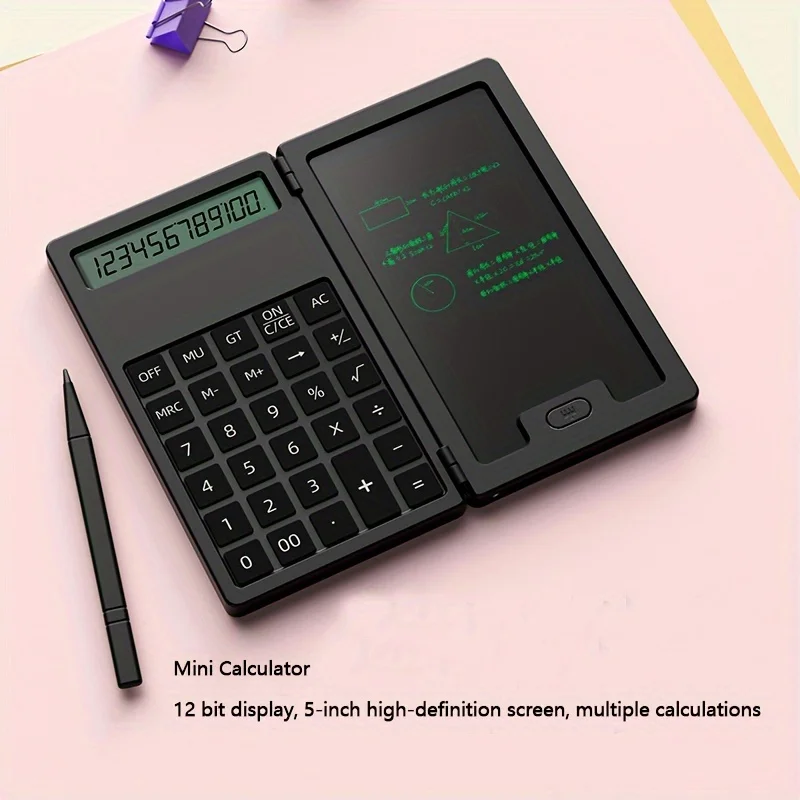 1pc calcolatrice da 5,0 pollici con tablet a bottone per apprendimento ufficio aziendale portatile pieghevole LCD tablet calcolatrice funzione scienza