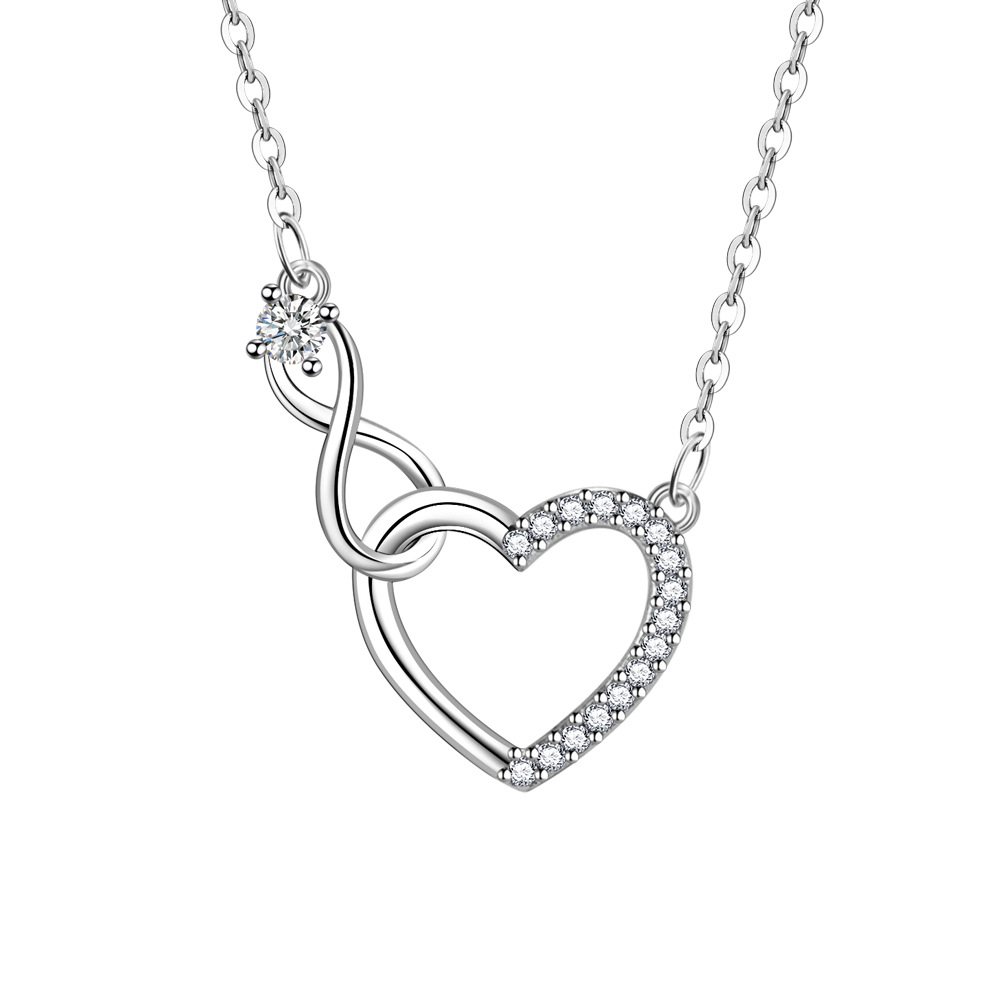 Dây Chuyền Bạc 925 Đính Đá Zircon Trái Tim Lồng Vào Nhau Dây Chuyền Cho Nữ Cao Cấp Chất Lượng Món Quà Trang Sức Nữ Miễn Phí Vận Chuyển Vật Dụng GaaBou