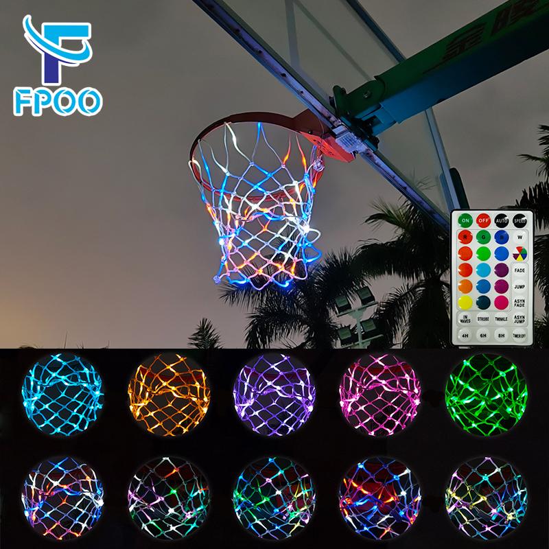 Standard-LED-Basketball netz, Wasserdicht mit Fernbedienung, Farbwechsel, Timing, Haltbares Nylon, Dickfaden, 12 Schleifen
