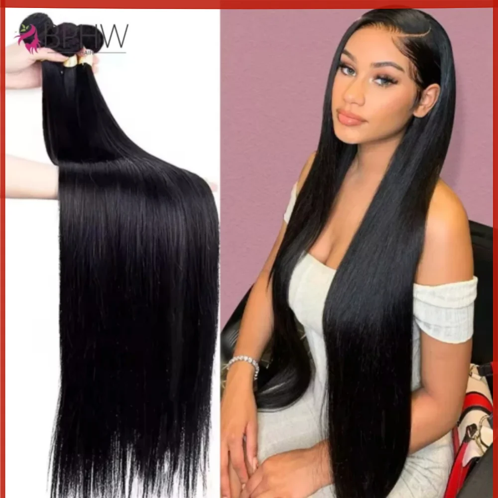 12a feixes de cabelo humano em linha reta 30 polegada feixes de cabelo cru longo grosso pacotes naturais barato extensões tecer cabelo brasileiro 100g