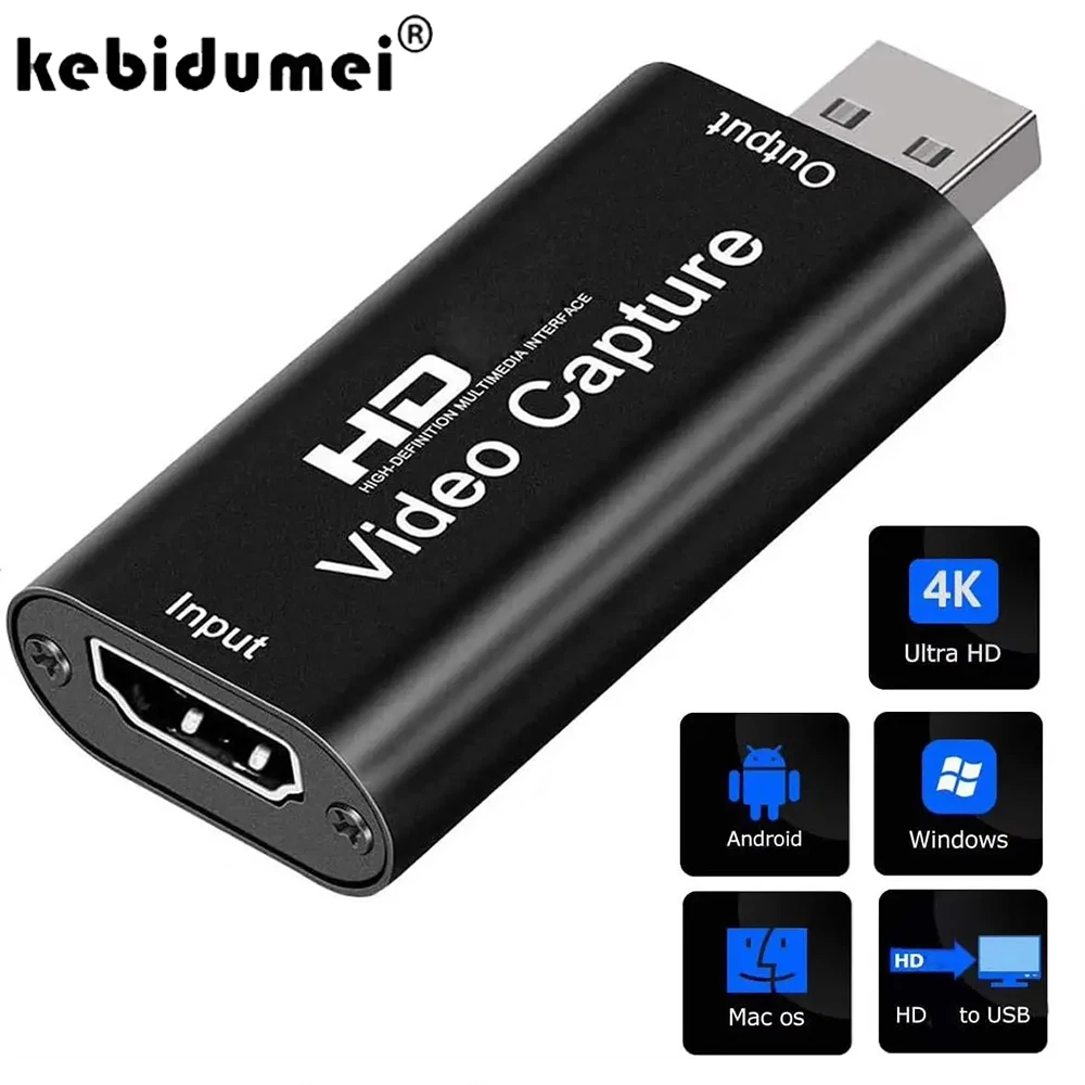 Scheda di acquisizione video HD 4K USB3.0 2.0 HDTV Video Grabber Record Box per PS4 Gioco DVD Videocamera Registrazione fotocamera Streaming live