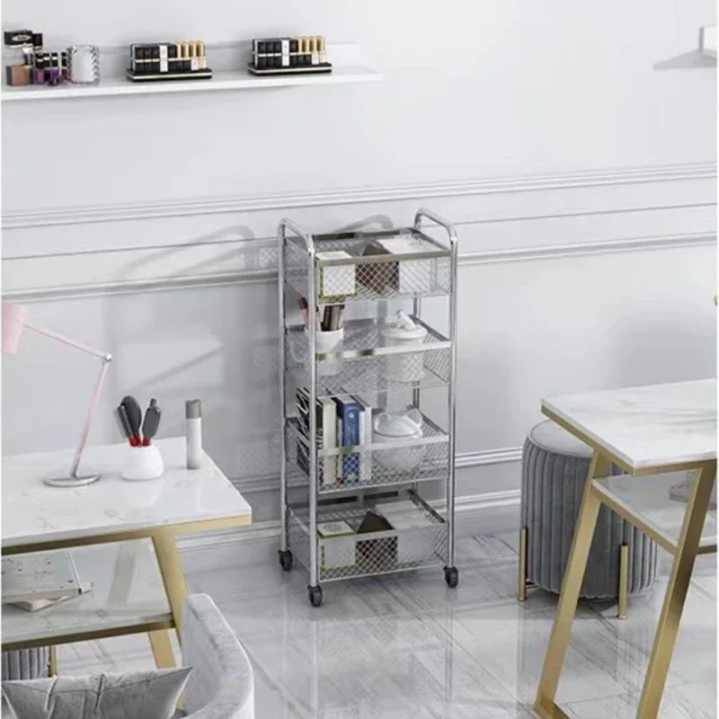 Carrello da barbiere Carrello portaoggetti con ruote Mobili ausiliari per bellezza Parrucchiere Stazione di rotolamento Portaoggetti portatile per salone