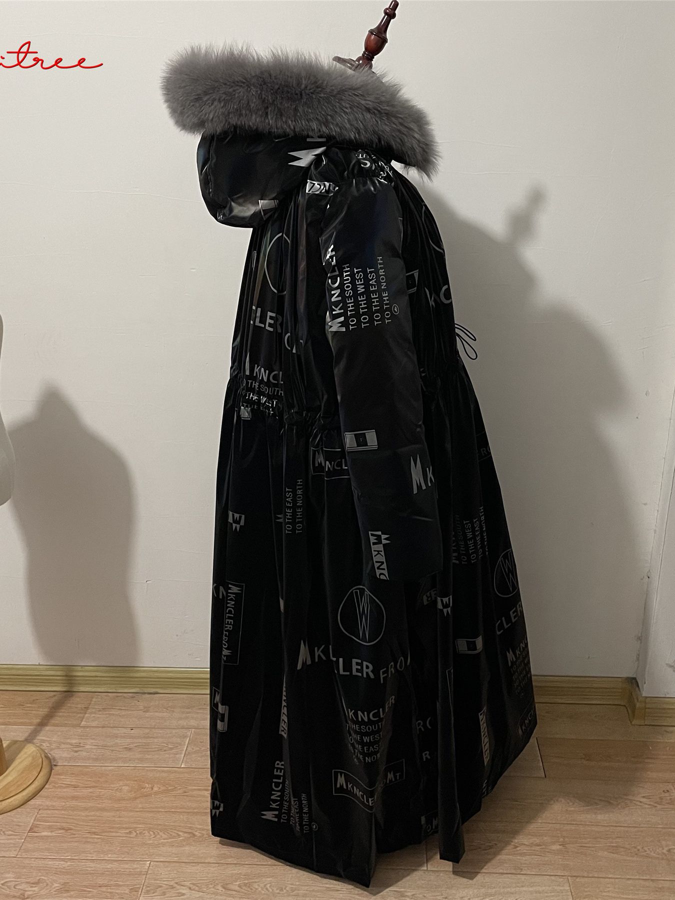 コートリアルフォックスファーコートフィット30 ℃ 130センチメートルスーパーロングの女性のダックダウンコート冬光沢のある暖かいふわふわダウンパーカー防水コートwy510