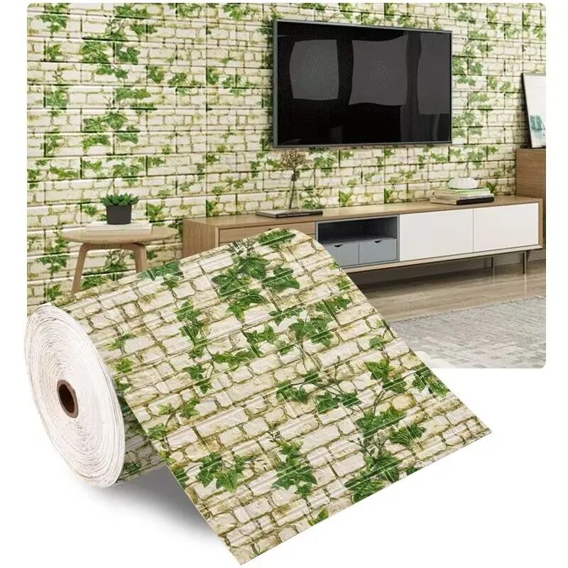 3D Soft Foam Brick Wallpaper Sticker Roll, DIY auto-adesivo, sala de estar, casa, cozinha, banheiro, papel de parede decorativo, 70cm x 2m