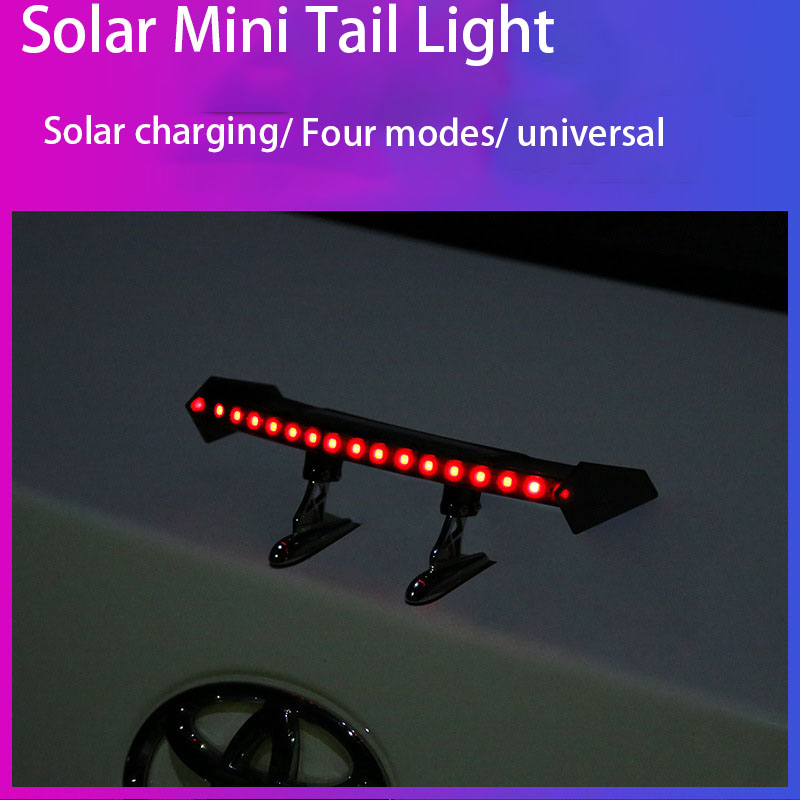 Mini Solar Car Rear Spoiler Tail Light Universal 12V LED Flashing Warning Waterproof Wing with Smart Sensor Modified Accessories
