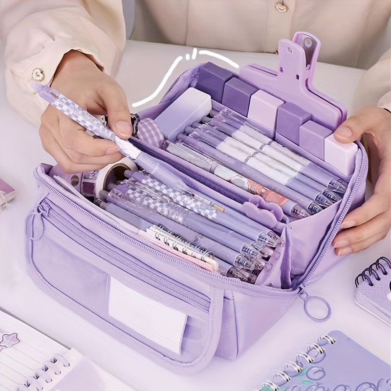 Large Capacity Pencil Case - Durable, versatile tabletop storage box for boys and girls, portable study and work stationery box