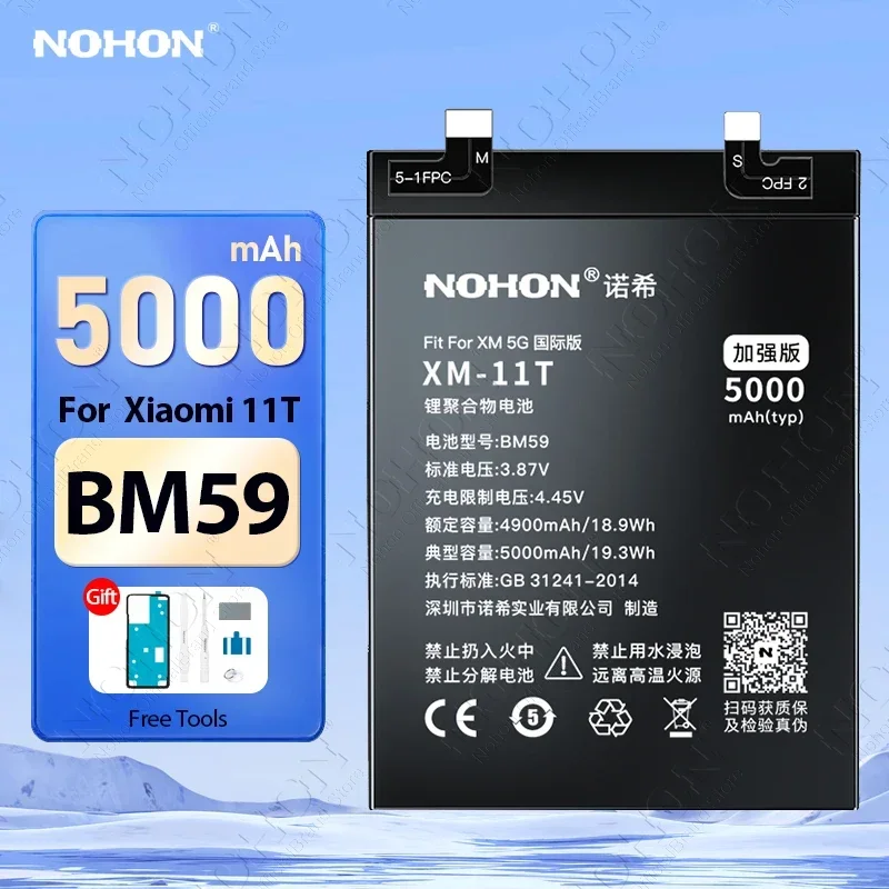 NOHON Batterie für Xiaomi Mi 11T 12T 13T Pro 10T 9T 14 13 Ultra 12 11 Lite 10 9 9SE CC9 BM59 BM3L BM4X BM58 BM53 Bateria