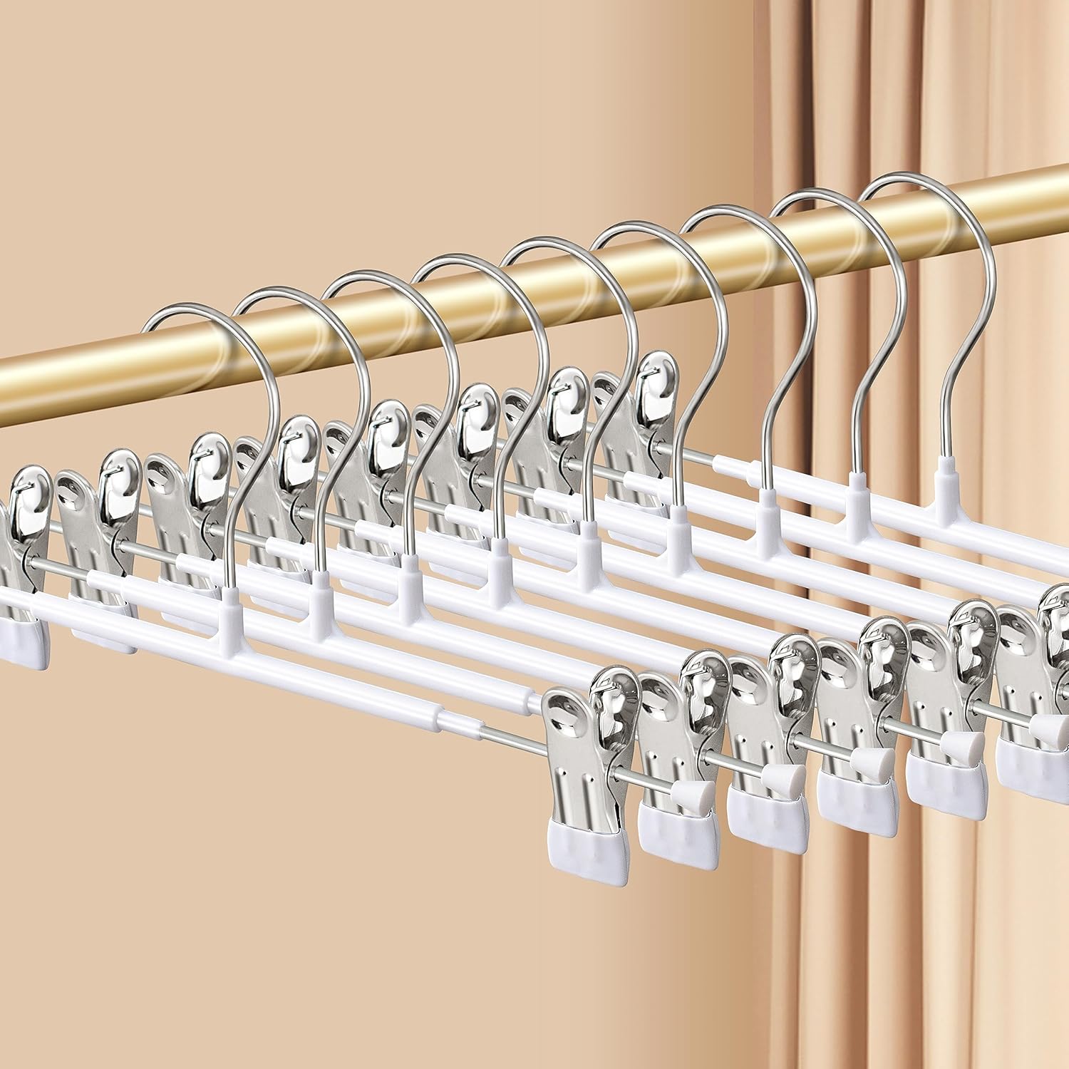 Cabides de calças com clipes 5/10 pacote cabide de saias ajustáveis para mulheres cabide de calças antiderrapantes para jeans cabides de roupas para calças