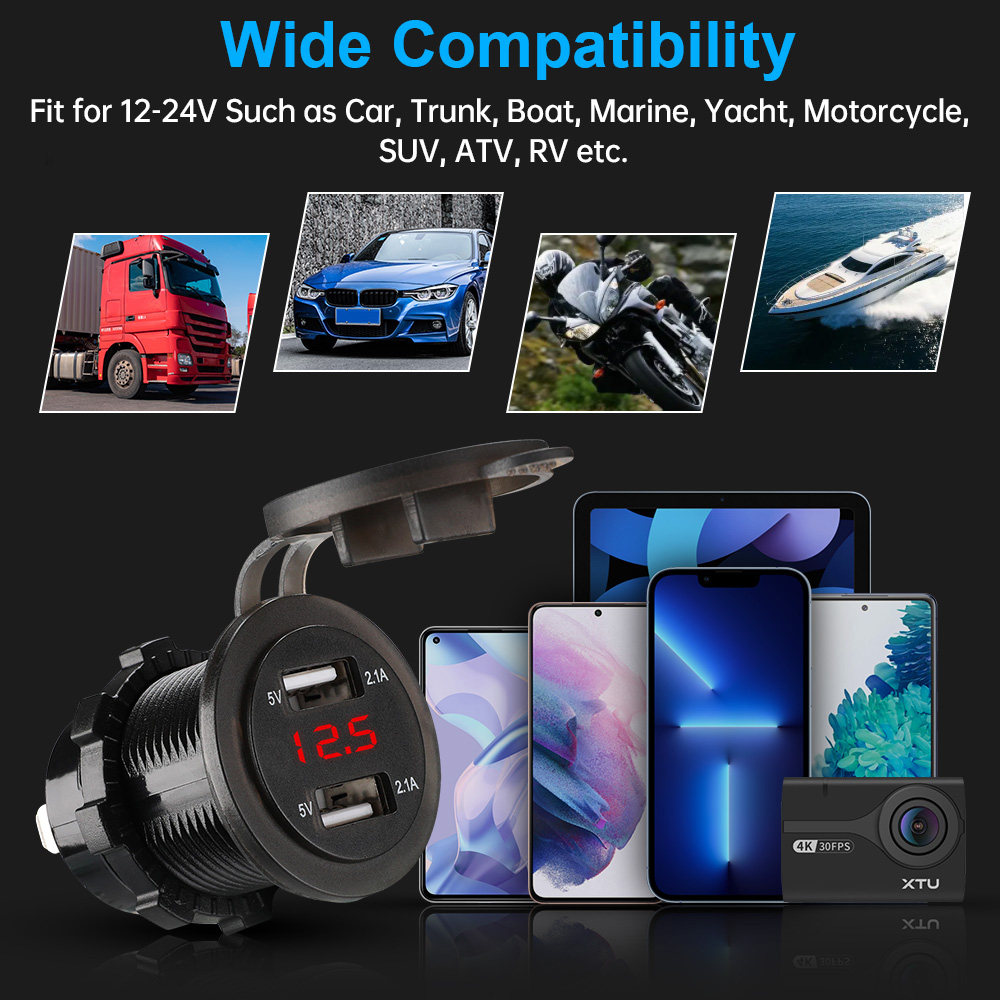 12v/24v carregador usb motocicleta 4.2a duplo usb isqueiro da motocicleta carregador isqueiro soquete para carro motocicleta