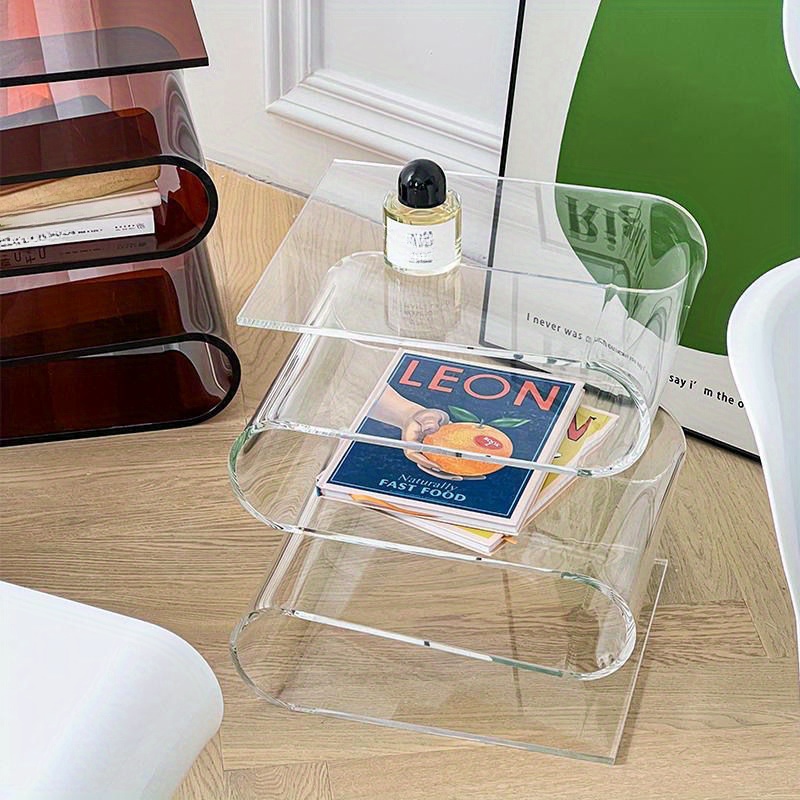 Estante de libros transparente nórdico, mesa auxiliar acrílica con personalidad, muebles para sala de estar, decoración del hogar, estantería pequeña, revistero, nuevo