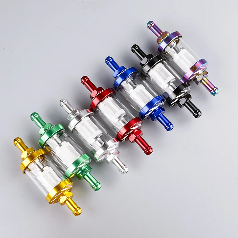 8mm CNC 알루미늄 합금 유리 가스 연료 가솔린 오일 필터 모토 먼지 핏 자전거 125/140/150/160cc CRF70 90 110 TTR100 110 KLX65