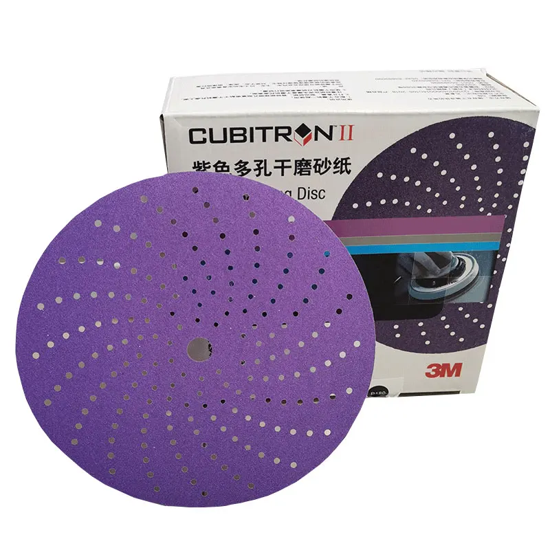 3M 6 Inch 150MM Purple Cyclone Sandpaper Porous Dry Grinding Round Flocking Car Grinding Sheet Putty Spray Paint 50 PCS